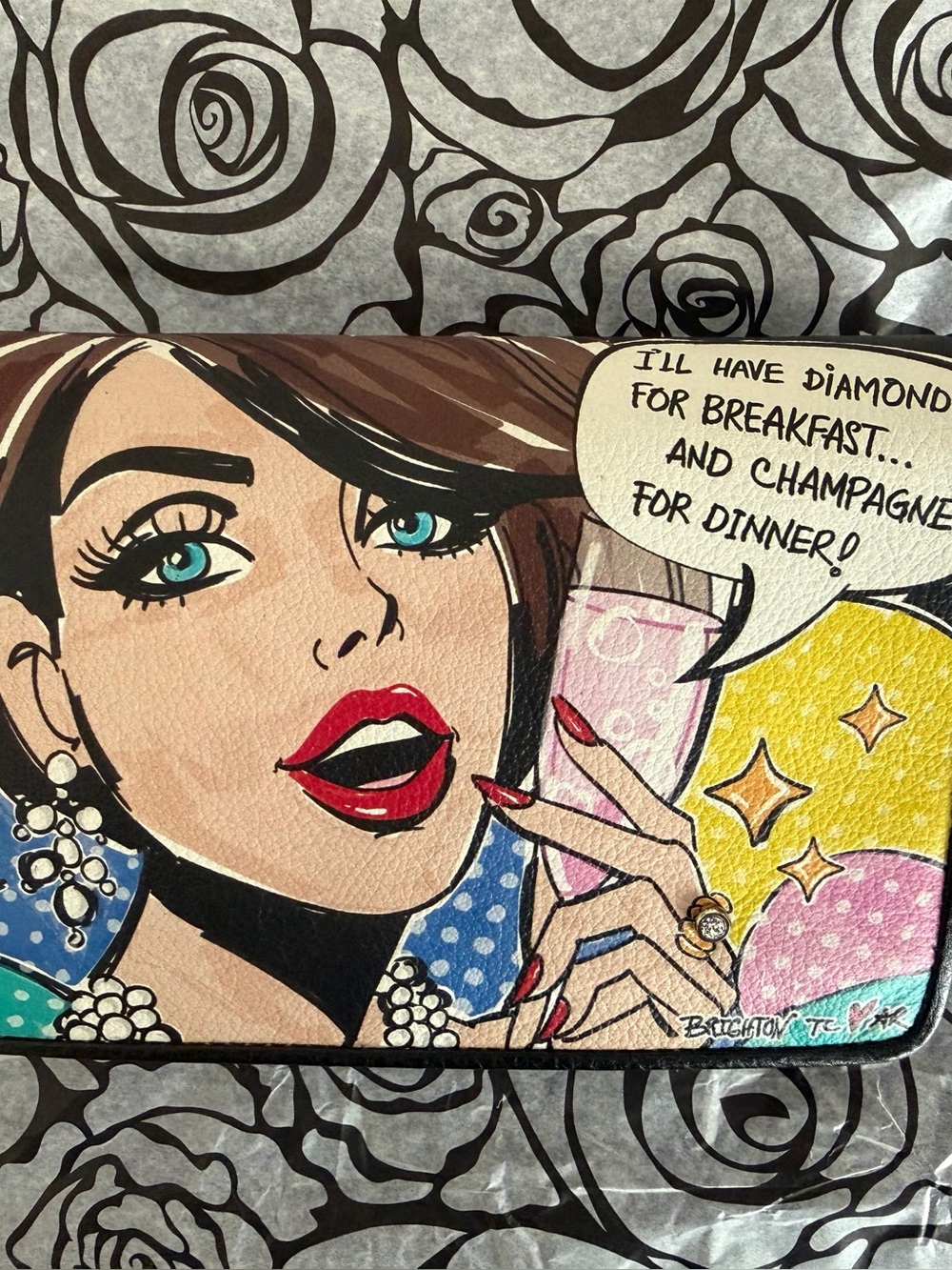 Brighton Fashionista Leather Pop Star Organizer in multicolor art design